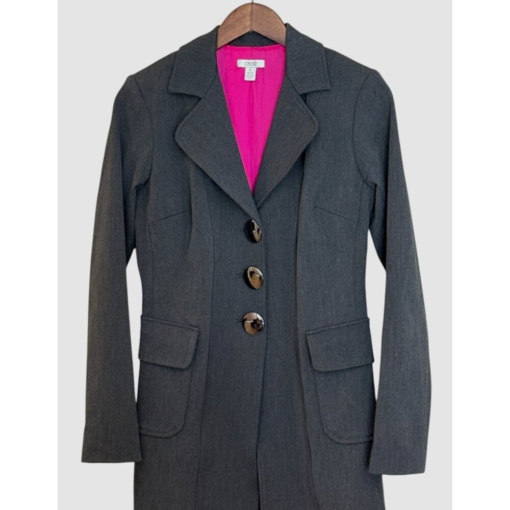 Cache Mirror Button Front Jacket Coat Gray Pink L… - image 4